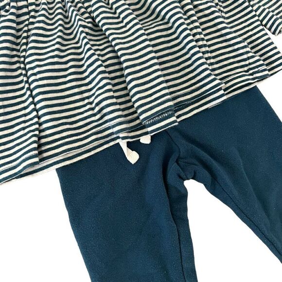 Nordstrom Baby Striped Blouse and Pants Outfit Set 2 Pc Size 12 Months Blue - Picture 2 of 10